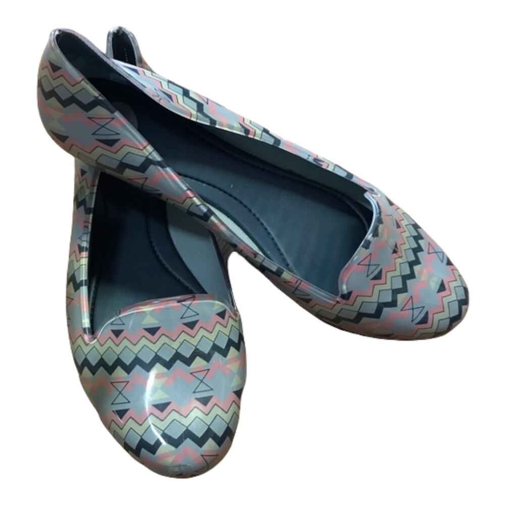Mel by Melissa Mini Dreamed Womens Shoes Size‎ 8 Glow Loafers Jelly Geometric
